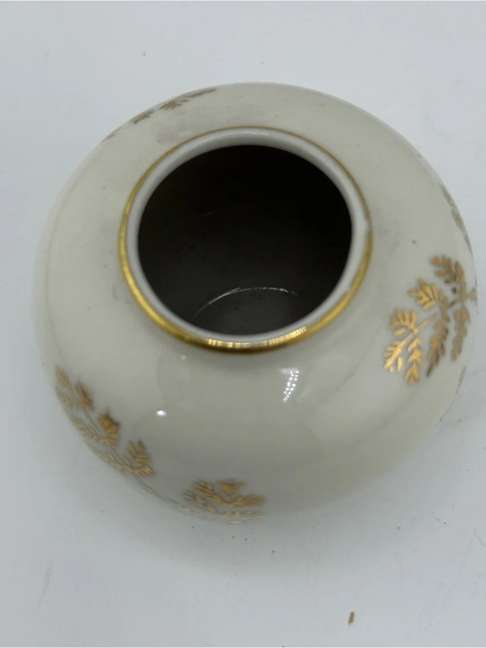 Vintage Kerafina Porzellan Bavaria Germany Gold Fern Mini Bud Vase Mid Century